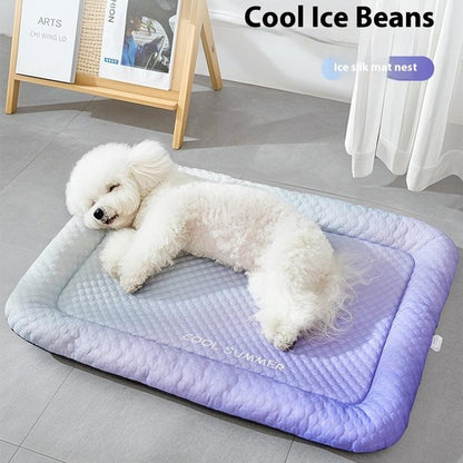 🥳2026 HOT SALE🥳!Pet Cooling Mat for Dogs & Cats 🐾  Naturally Cool Ice-Silk Pad • Breathable, Washable & Soft 🌿  For Floors, Sofas & Car Travel • Multiple Sizes • Gradient Colours ☀️🐶🐱