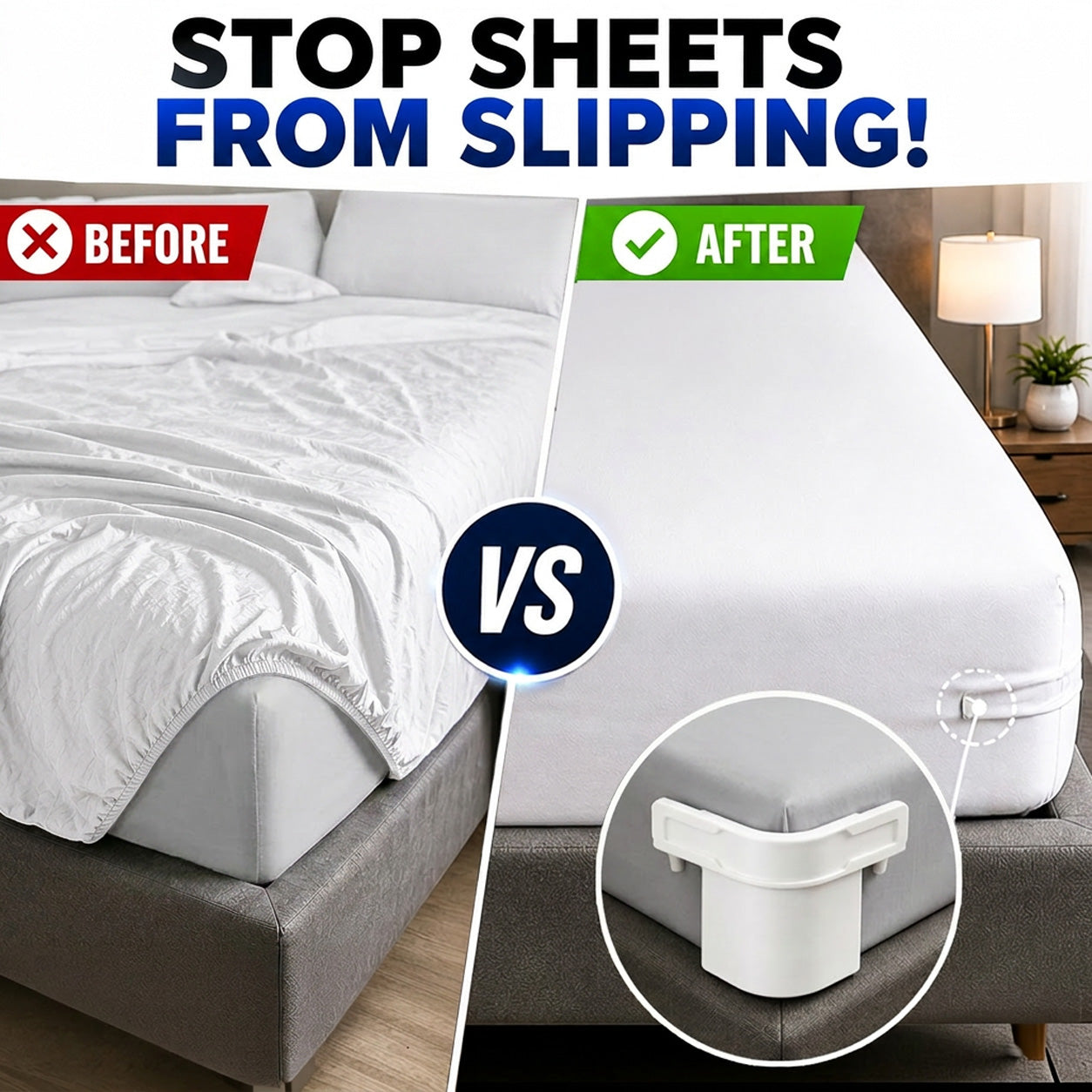 Grailzees™ Bed Sheet Holder Straps Non-Slip – Adjustable Mattress Sheet Fasteners for All Bed Sizes