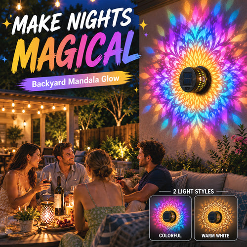 🌀💥Limited Sale Buy 1 Get 1 Free🌞💡Solar Mandala Wall Light Outdoor Garden Fence Projector Lamp Patio Ambient Decor