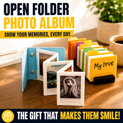 Grailzees™🖼️OPEN FOLDER Desktop Photo Album – 3D Memory Display Frame for Desk & Home Decor