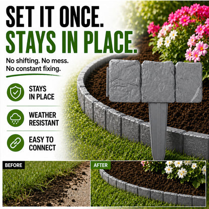 🌿✨Grailzees™  Stone-Look Edging Fence - Garden Edges That Stay Clean🏡♻️