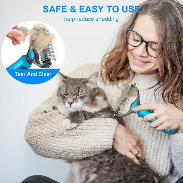 Grailzees™ Professional Double-Sided Pet Grooming Rake ✨ Undercoat Deshedding Tool for Dogs & Cats 🐶🐱