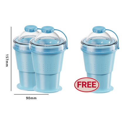 Collapsible Silicone Ice Ball Cup with Straw