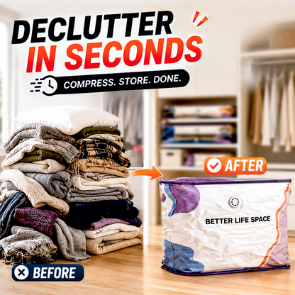 🥳2026 HOT SALE🥳💞 50% OFF! No‑Pump Vacuum Storage Bags – Press & seal, no pump needed. Saves 80% space, keeps clothes dry & dust‑free.  🛏️🗄️