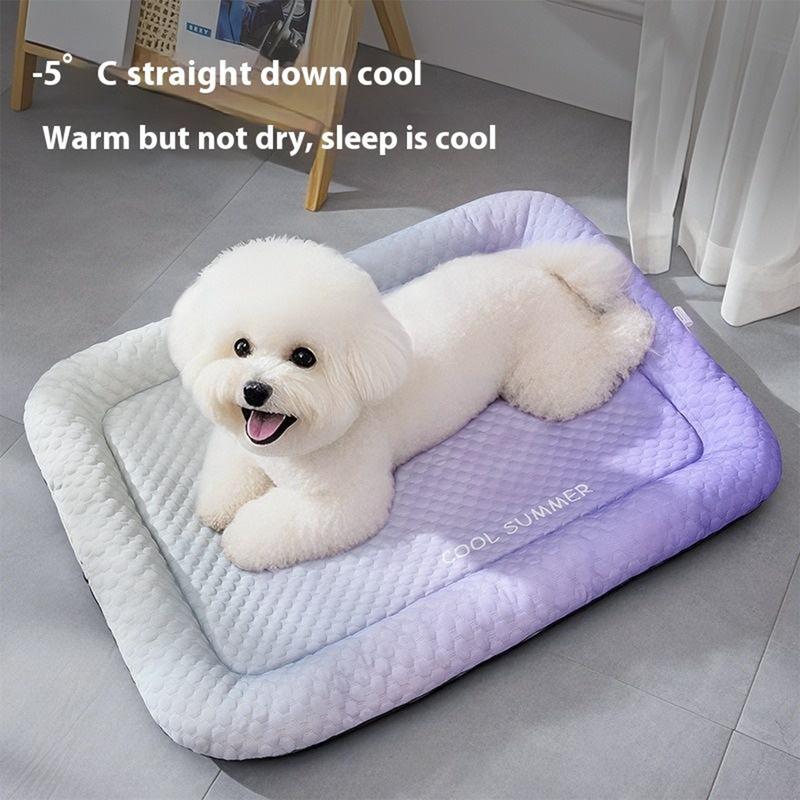 🥳2026 HOT SALE🥳!Pet Cooling Mat for Dogs & Cats 🐾  Naturally Cool Ice-Silk Pad • Breathable, Washable & Soft 🌿  For Floors, Sofas & Car Travel • Multiple Sizes • Gradient Colours ☀️🐶🐱