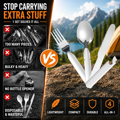 Grailzees™ 4-in-1 Stainless Steel Portable Cutlery Set