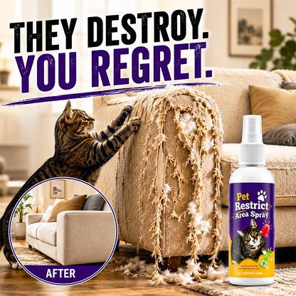 🥳2026 HOT SALE🥳💞50K+ SOLD!🐱🚫 50% OFF! Pet Boundary Spray – Citrus formula, safe around kids. Reusable, effective. Teach boundaries without stress. 💚✨
