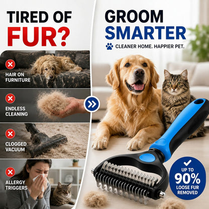 Grailzees™ Professional Double-Sided Pet Grooming Rake ✨ Undercoat Deshedding Tool for Dogs & Cats 🐶🐱