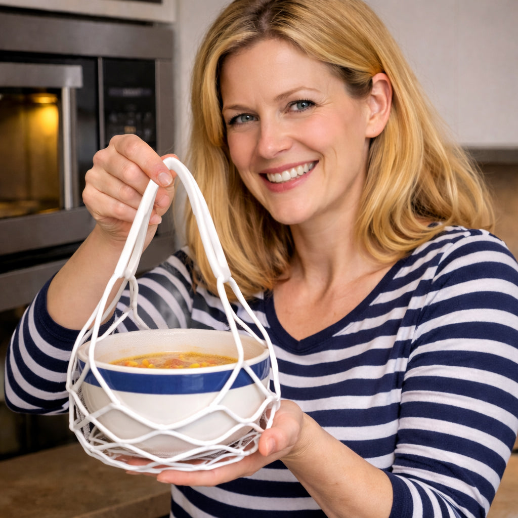 2-in-1 Zero-Void™ Silicone Mesh Bag & Heat-Resistant Trivet Mat for Hot Bowls