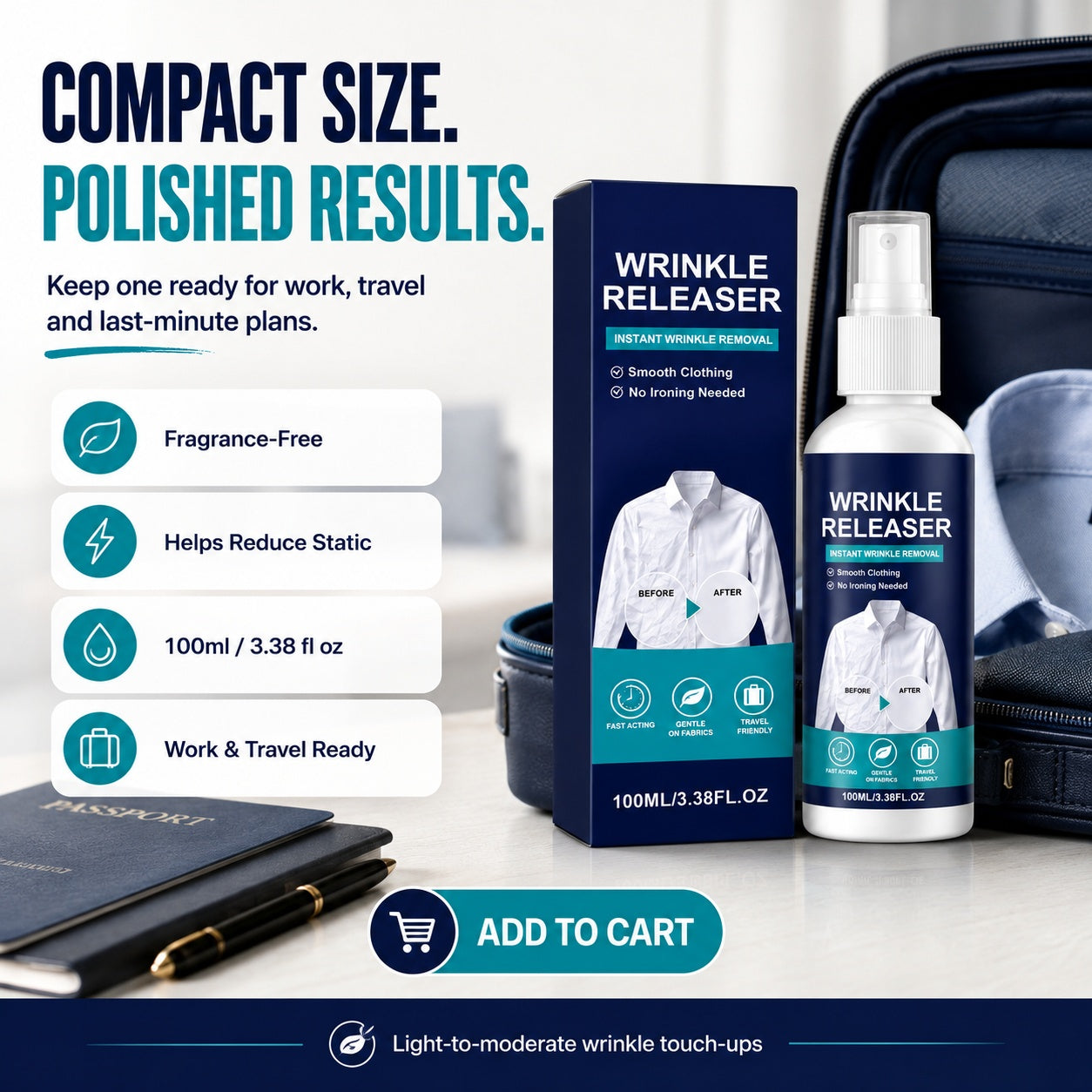 👔✨ 60-Second Instant Wrinkle Releaser Spray for Clothes – No Iron Needed