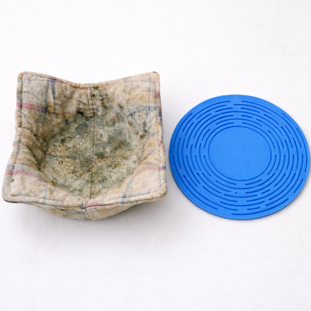 2-in-1 Zero-Void™ Silicone Mesh Bag & Heat-Resistant Trivet Mat for Hot Bowls