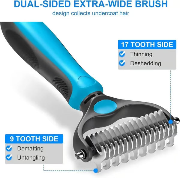Grailzees™ Professional Double-Sided Pet Grooming Rake ✨ Undercoat Deshedding Tool for Dogs & Cats 🐶🐱