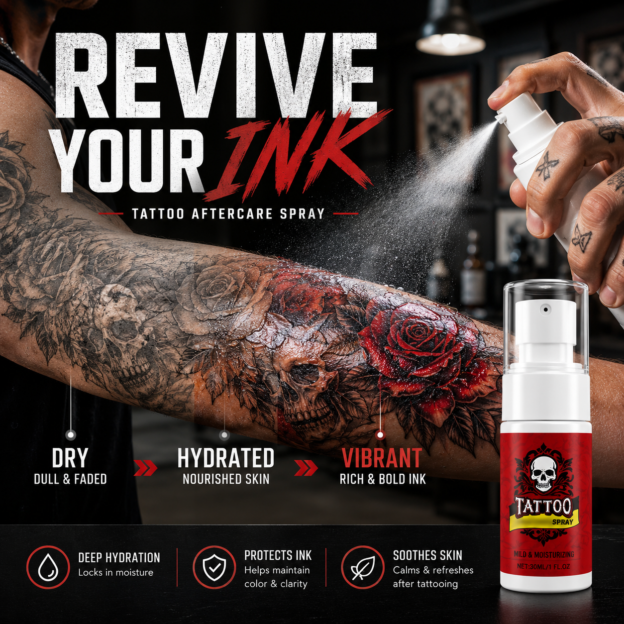 💥 50K+ sold!💉 Tattoo aftercare spray – ultra-fine mist, hydrates, revives ink vibrancy. 50% OFF! 🎨✨