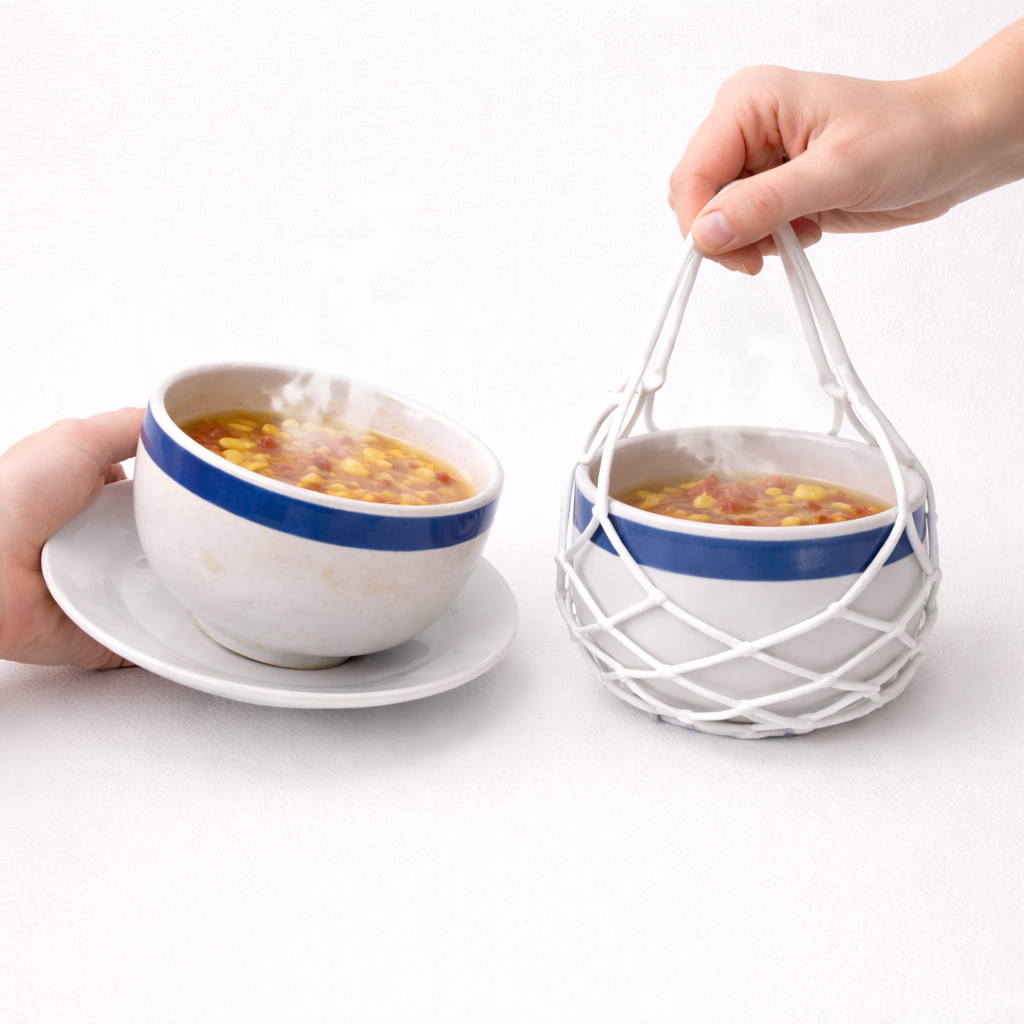 2-in-1 Zero-Void™ Silicone Mesh Bag & Heat-Resistant Trivet Mat for Hot Bowls