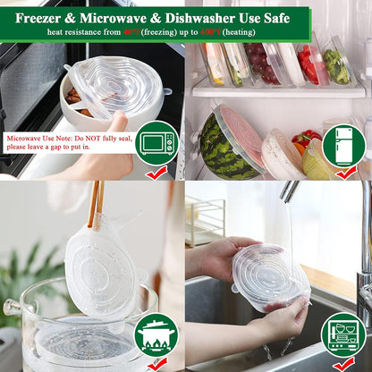 Roselli™ Silicone Stretch Lids Reuseable Microwave Safe Flexible Covers (offer)
