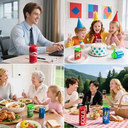 Grailzees™3Pcs BPA-Free Reusable Soda Can Lids, Secure Fit Covers to Keep Drinks Clean & Bug-Free, Optional Straws Included