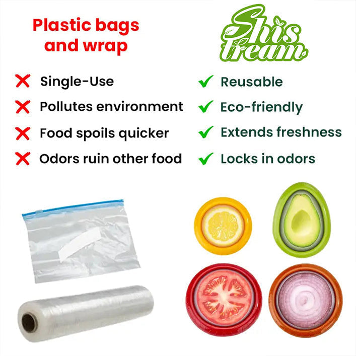 Reusable Silicone Stretch Pods 🍅🥑 – Keep Fruits & Vegetables Fresh Longer Without Plastic Wrap