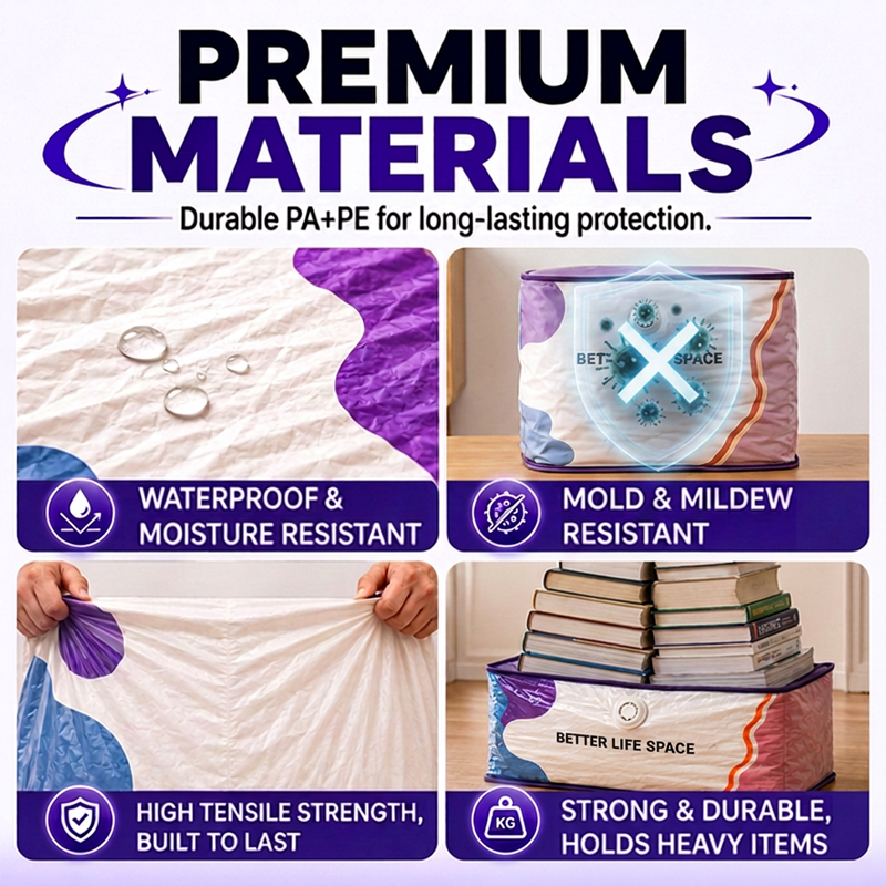 🥳2026 HOT SALE🥳💞 50% OFF! No‑Pump Vacuum Storage Bags – Press & seal, no pump needed. Saves 80% space, keeps clothes dry & dust‑free.  🛏️🗄️