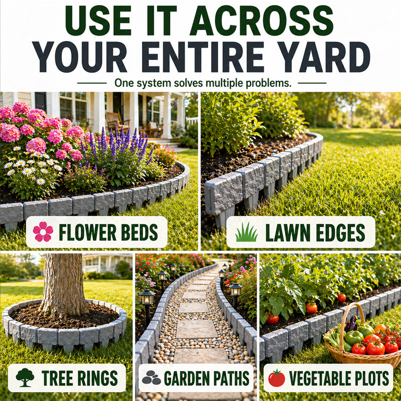 🌿✨Grailzees™  Stone-Look Edging Fence - Garden Edges That Stay Clean🏡♻️
