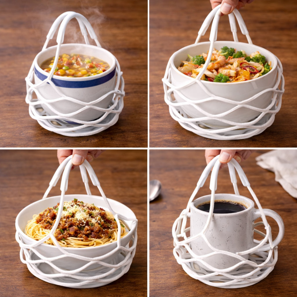 2-in-1 Zero-Void™ Silicone Mesh Bag & Heat-Resistant Trivet Mat for Hot Bowls