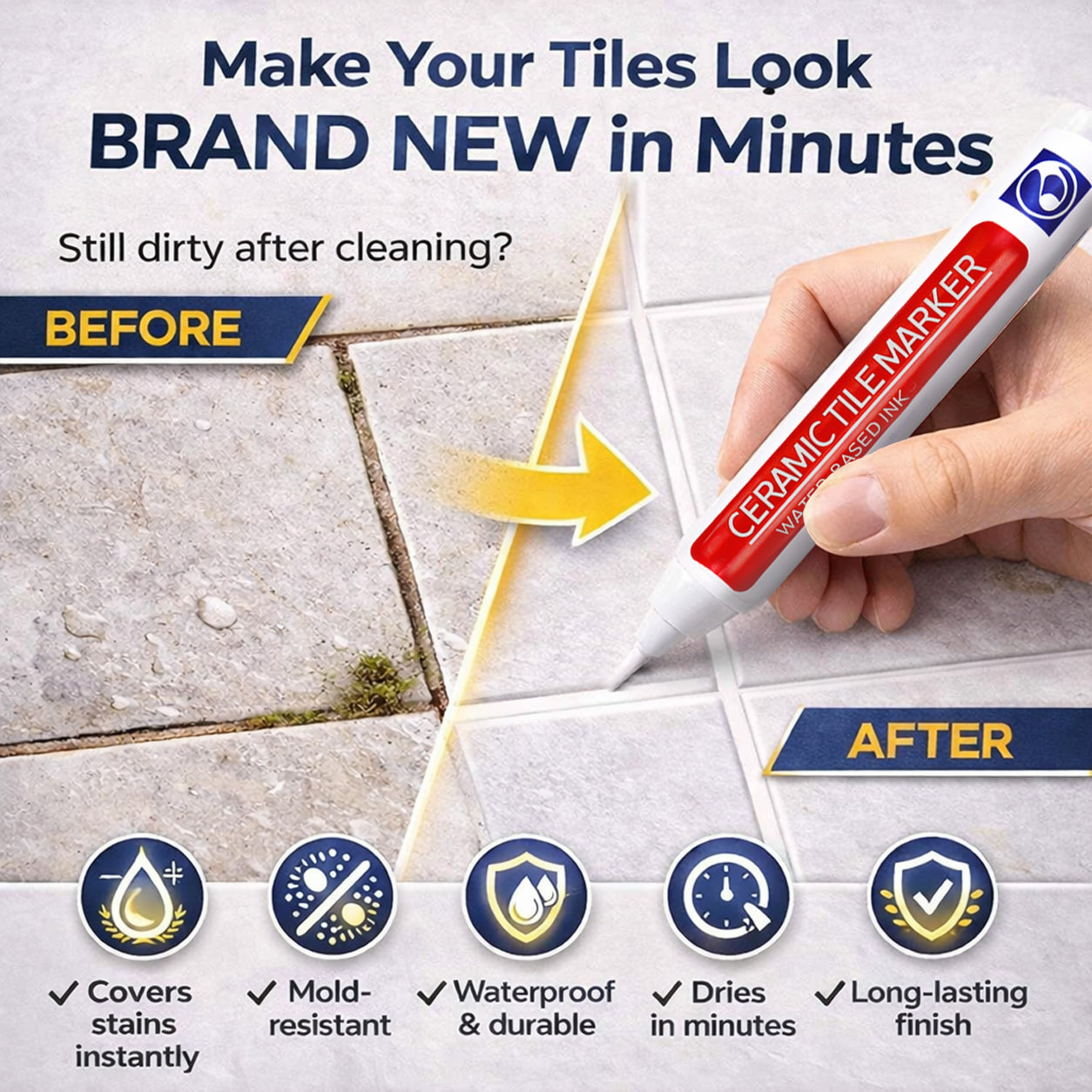 🖌️Grailzees™ Anti-Mould & Waterproof Joint Pen for Ceramic Tiles!