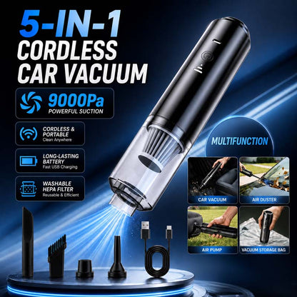 5-in-1 Mini Car Portable Cordless Handheld Vacuum Cleaner