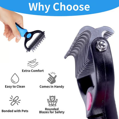 Grailzees™ Professional Double-Sided Pet Grooming Rake ✨ Undercoat Deshedding Tool for Dogs & Cats 🐶🐱