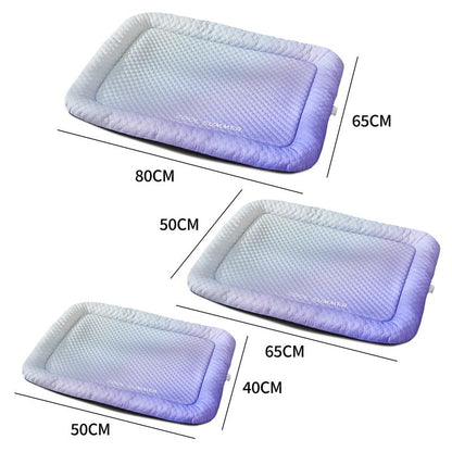 🥳2026 HOT SALE🥳!Pet Cooling Mat for Dogs & Cats 🐾  Naturally Cool Ice-Silk Pad • Breathable, Washable & Soft 🌿  For Floors, Sofas & Car Travel • Multiple Sizes • Gradient Colours ☀️🐶🐱