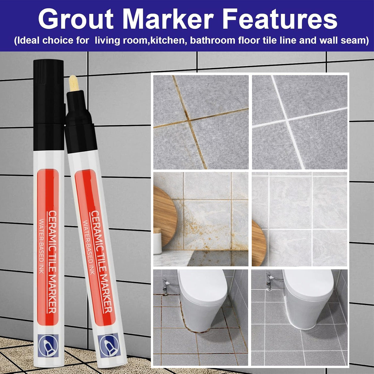 🖌️Grailzees™ Anti-Mould & Waterproof Joint Pen for Ceramic Tiles!