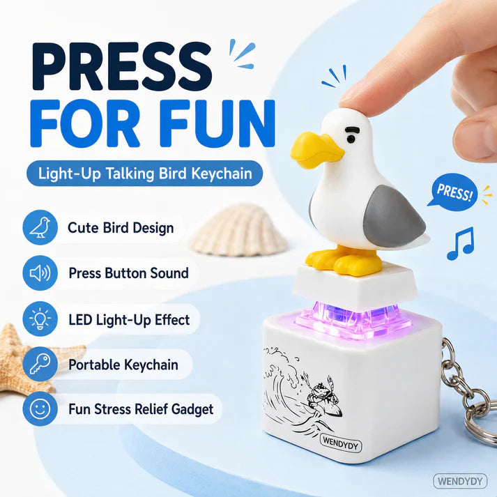 🐦 Press & Glow Funny Bird Keychain – Cute Light-Up Desk Toy Gift 🎁