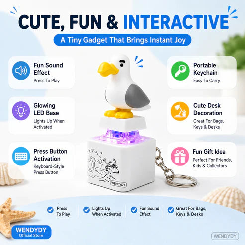 🐦 Press & Glow Funny Bird Keychain – Cute Light-Up Desk Toy Gift 🎁