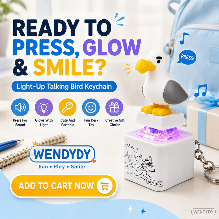🐦 Press & Glow Funny Bird Keychain – Cute Light-Up Desk Toy Gift 🎁