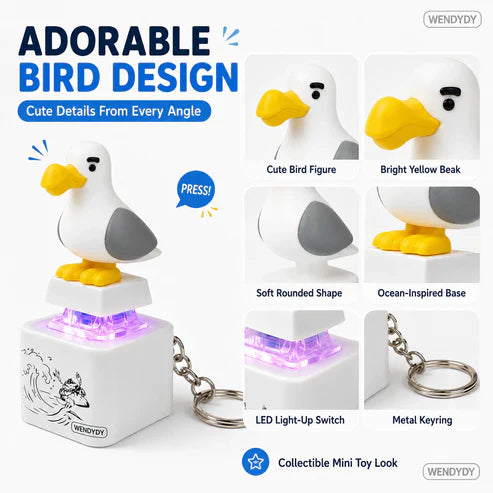 🐦 Press & Glow Funny Bird Keychain – Cute Light-Up Desk Toy Gift 🎁