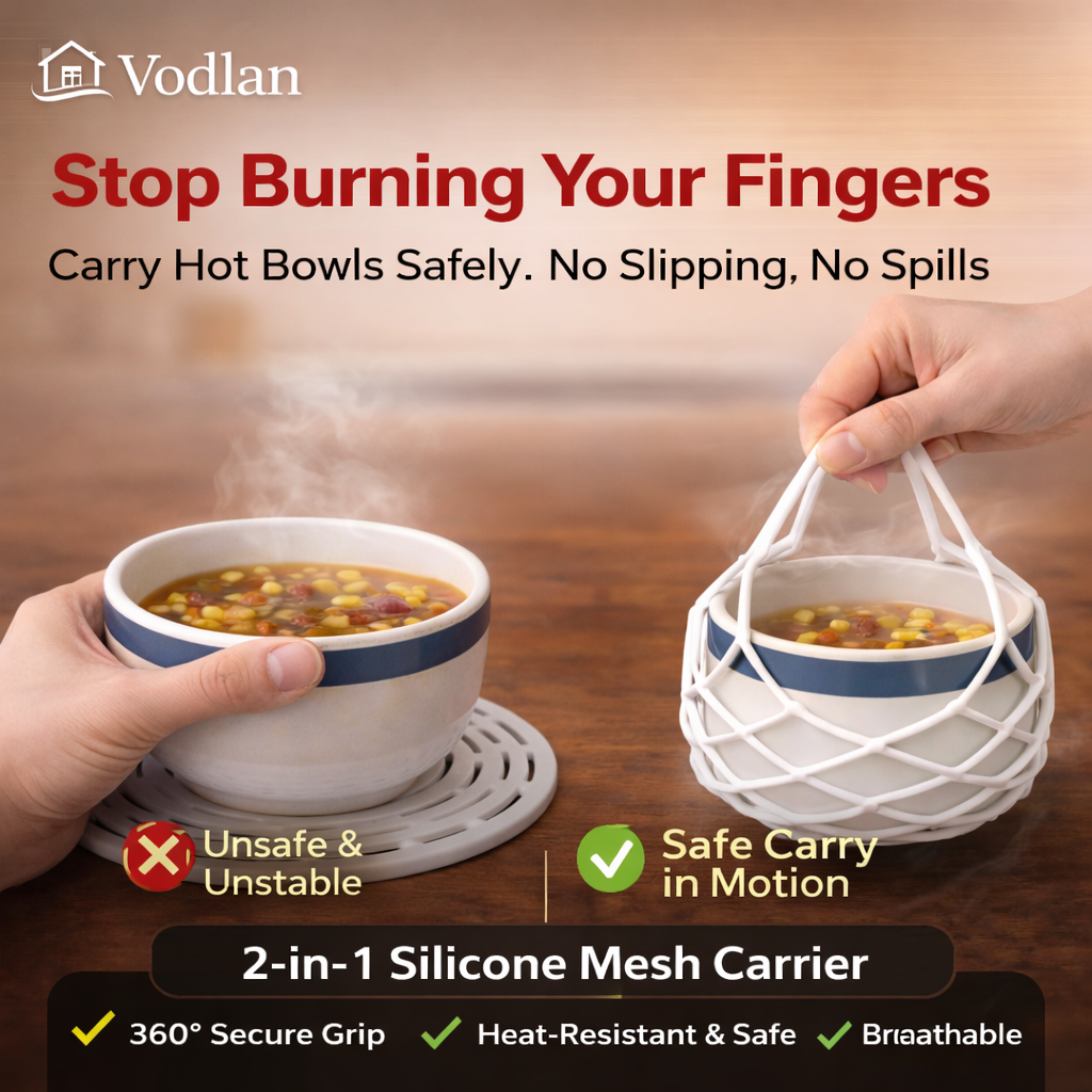 2-in-1 Zero-Void™ Silicone Mesh Bag & Heat-Resistant Trivet Mat for Hot Bowls