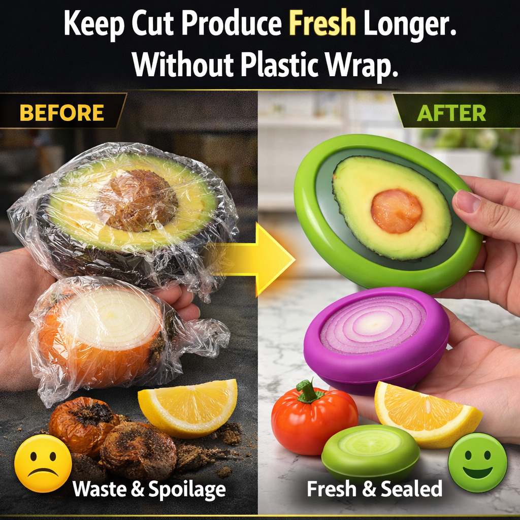 Reusable Silicone Stretch Pods 🍅🥑 – Keep Fruits & Vegetables Fresh Longer Without Plastic Wrap