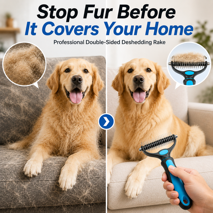 Grailzees™ Professional Double-Sided Pet Grooming Rake ✨ Undercoat Deshedding Tool for Dogs & Cats 🐶🐱