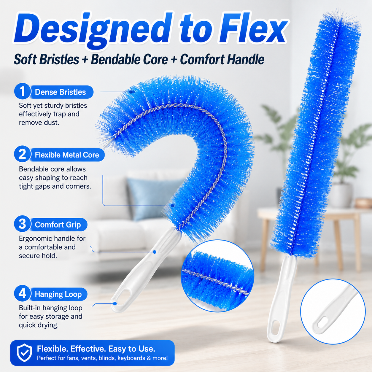 🧹Bendable Cleaning Brush✨ – Reusable Dust Remover for Hard-to-Reach Spaces