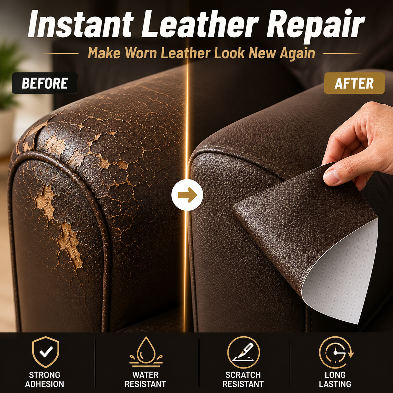 Grailzees™ Leather Repair Patch – Cover Scratches, Cracks & Peeling in Minutes