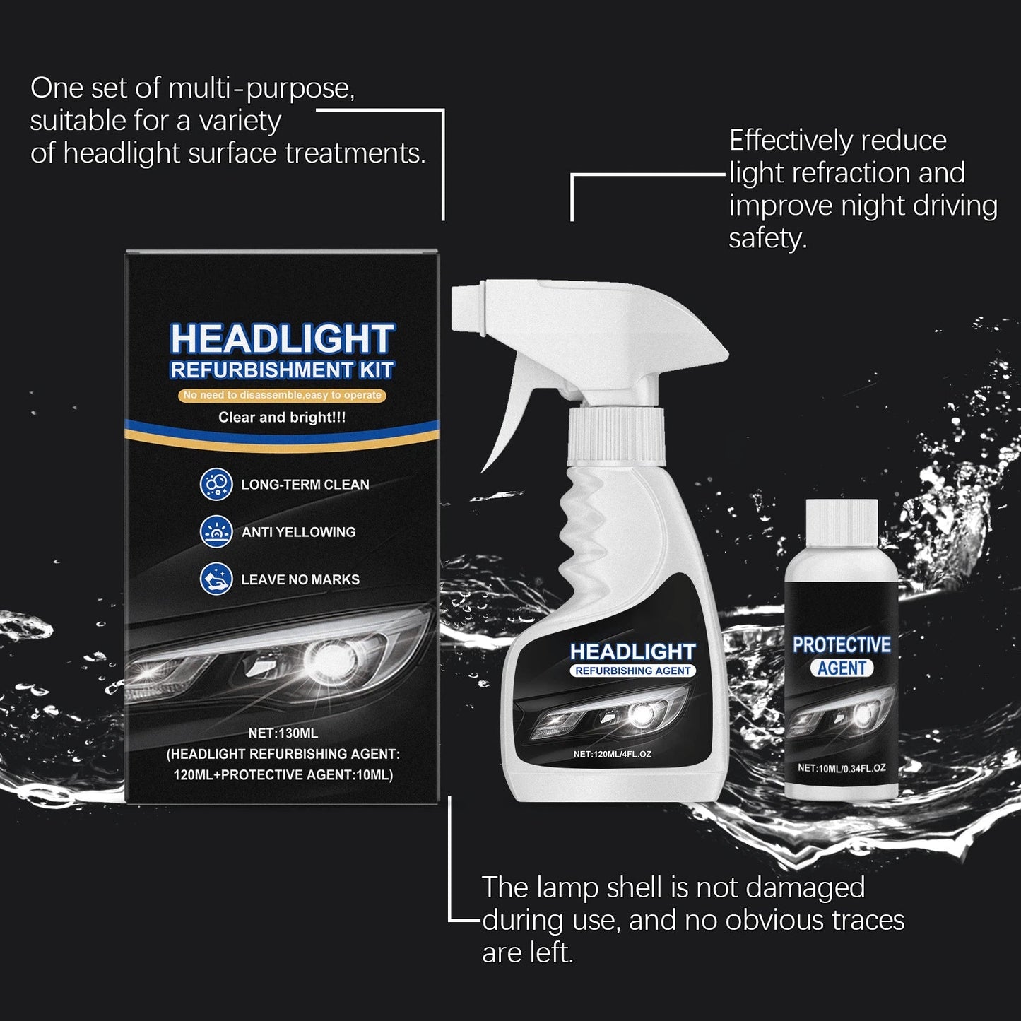 Grailzees™💥🚘Automotive Headlamp Restoration Fluid, blurring enhanced crystalline coating refurbisher