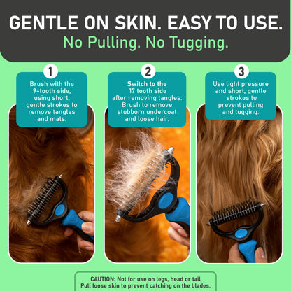 Grailzees™ Professional Double-Sided Pet Grooming Rake ✨ Undercoat Deshedding Tool for Dogs & Cats 🐶🐱