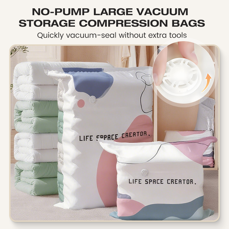 🥳2026 HOT SALE🥳💞 50% OFF! No‑Pump Vacuum Storage Bags – Press & seal, no pump needed. Saves 80% space, keeps clothes dry & dust‑free.  🛏️🗄️