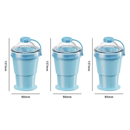 Collapsible Silicone Ice Ball Cup with Straw