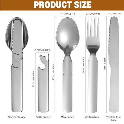 Grailzees™ 4-in-1 Stainless Steel Portable Cutlery Set